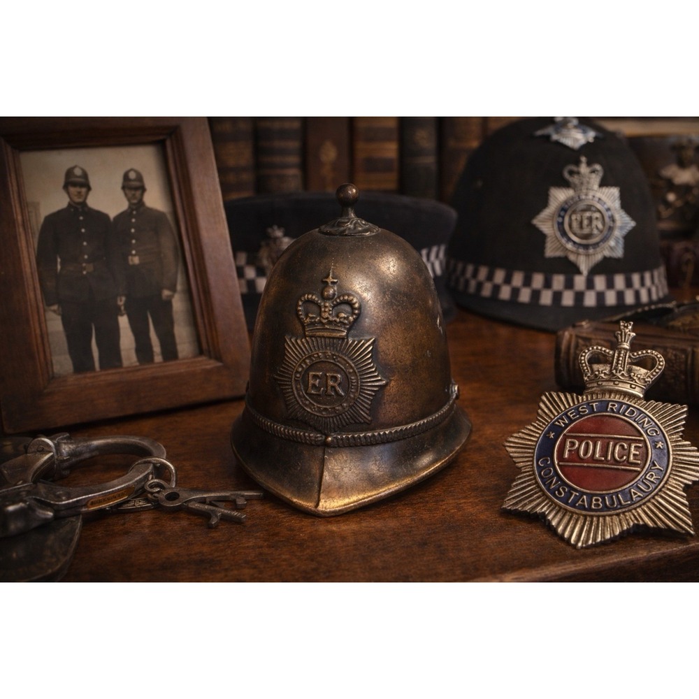 Vintage British Police Helmet Bell H Seener Brass UK Collectible 2.5”x3”
